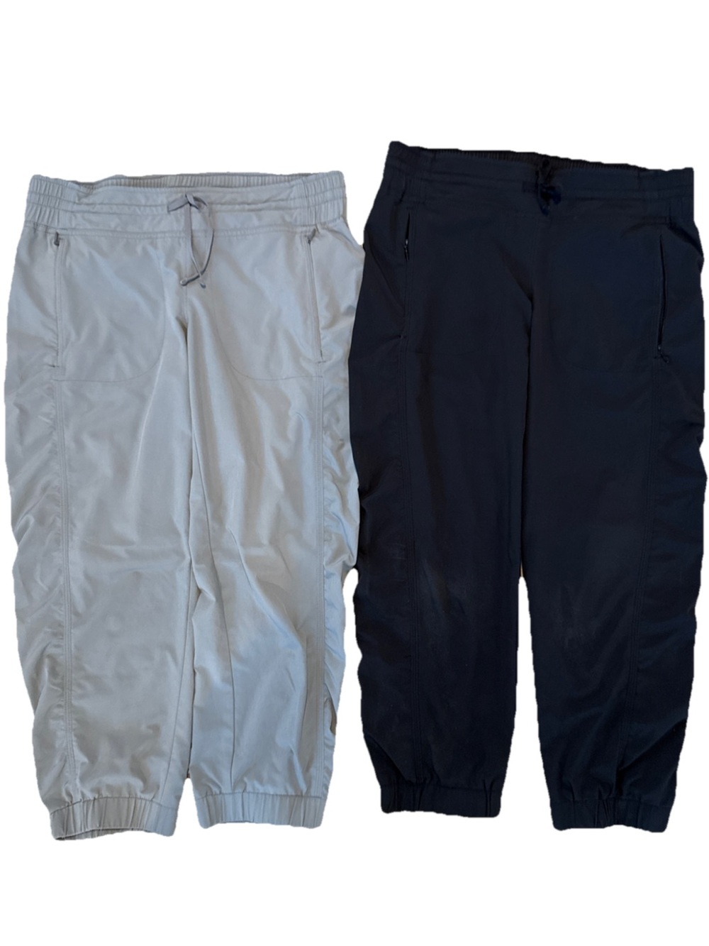 Bundle of 2 Athleta La Viva Capri Cropped Joggers Size 6 Black and Blue-Gray